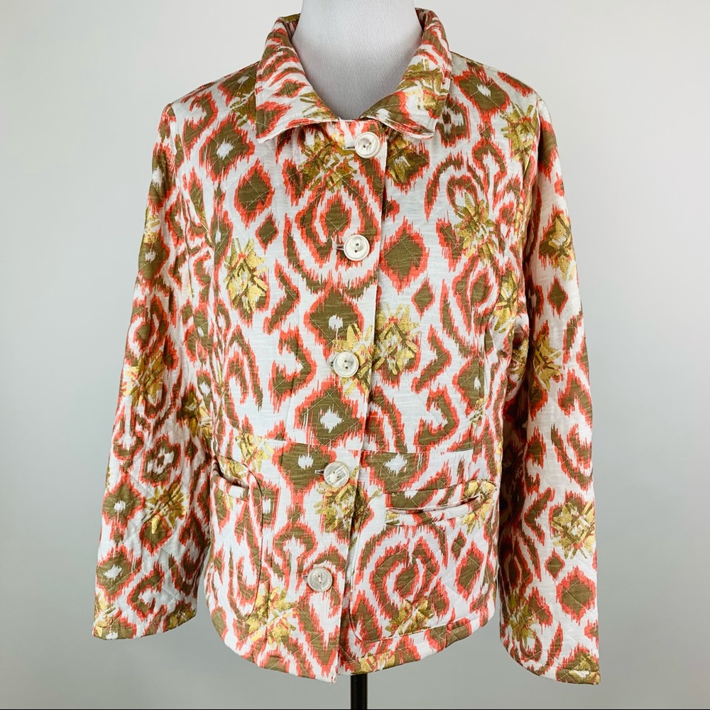 Onque Casuals Ikat Metallic Quilted Jacket XL